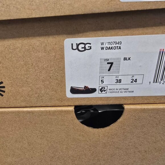 UGG Dakota Black Suede Fur Slippers Womens SIZE 7 NEW STYLE 1107949-BLK - Picture 14 of 14